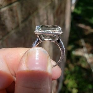 Effy 5 carat green Amethyst & Pave diamond ring